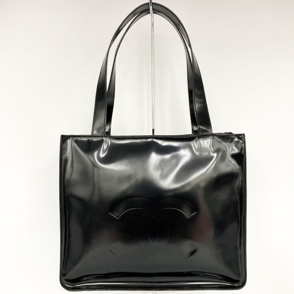 itvspgkvseey 1 Chanel Enamel Tote Shoulder Bag Black