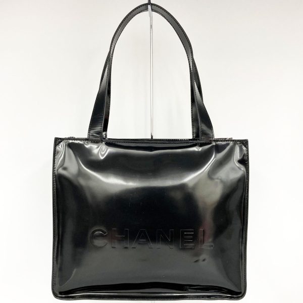 itvspgkvseey 2 Chanel Enamel Tote Shoulder Bag Black