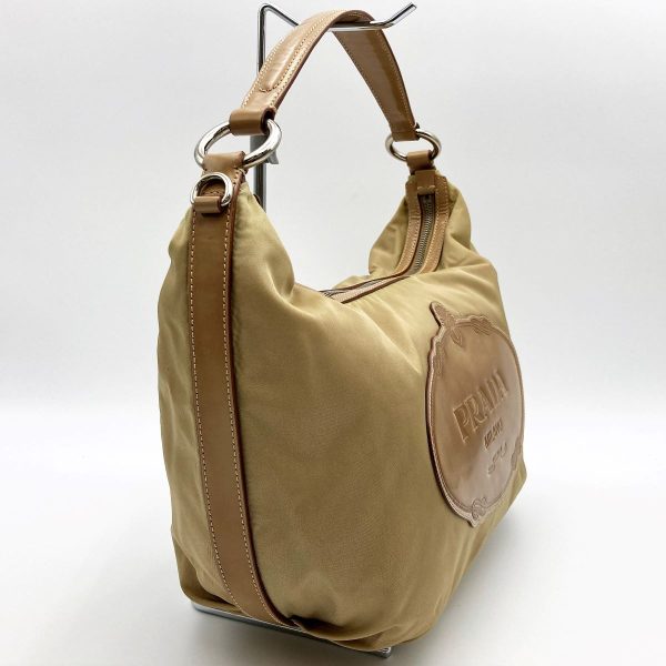 itvu6m9p7tk2 3 Prada Nylon Hobo Shoulder Bag Beige