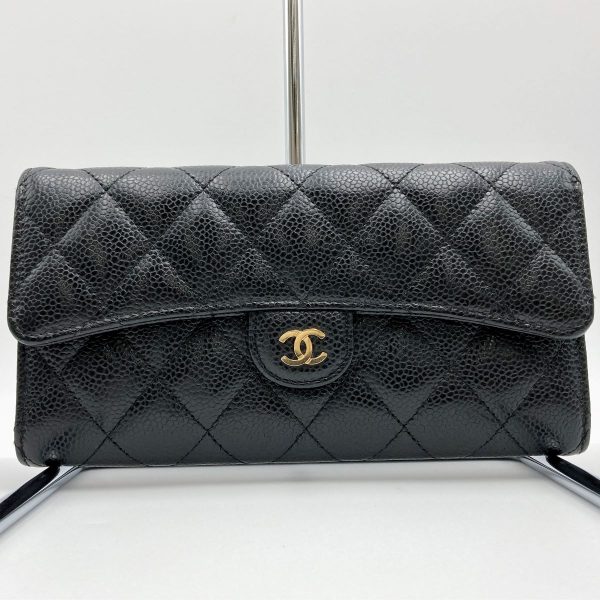 itvyesy8j0nc 1 Chanel Matelasse Cambia Skin Leather Long Wallet Black