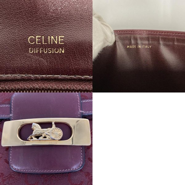 itw1z2hwzl55 16 c Celine Carriage Hardware Saluki Shoulder Bag Diagonal Bag Red Bordeaux Gold Canvas Leather