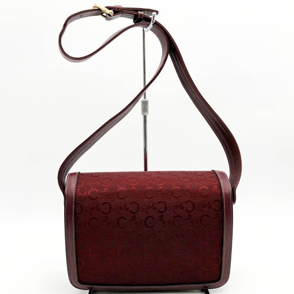 itw1z2hwzl55 2 Celine Carriage Hardware Saluki Shoulder Bag Diagonal Bag Red Bordeaux Gold Canvas Leather