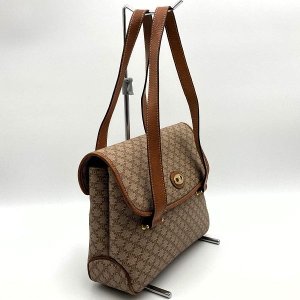 itw44o48l2me 3 Celine Macadam Pattern Shoulder Bag Tote Bag Triomphe Beige Brown PVC