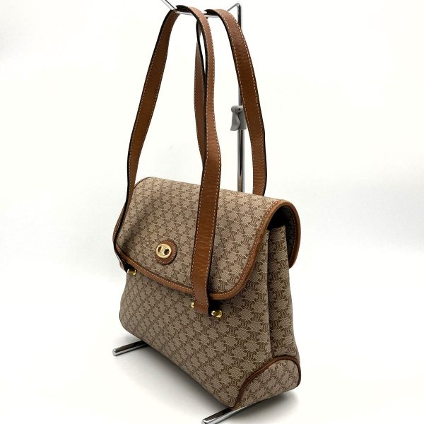 itw44o48l2me 4 Celine Macadam Pattern Shoulder Bag Tote Bag Triomphe Beige Brown PVC