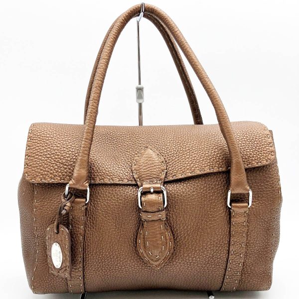 itwe0ob7loaa 1 Fendi Selleria Leather Mini Linda Tote Bag Brown