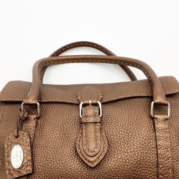 itwe0ob7loaa 8 Fendi Selleria Leather Mini Linda Tote Bag Brown