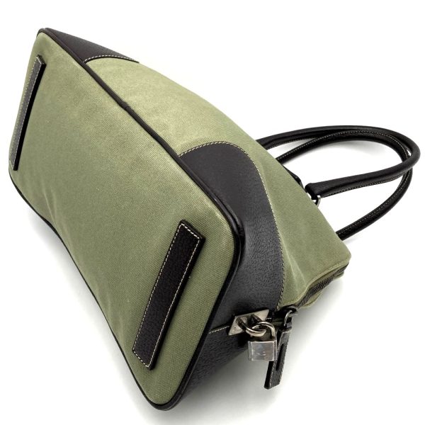 itwlha5slmc2 3 Prada Canvas Leather Handbag Khaki Green Brown