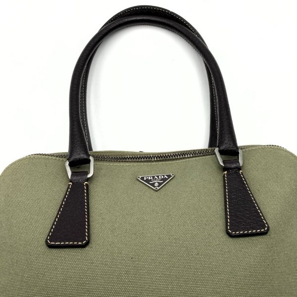 itwlha5slmc2 5 Prada Canvas Leather Handbag Khaki Green Brown