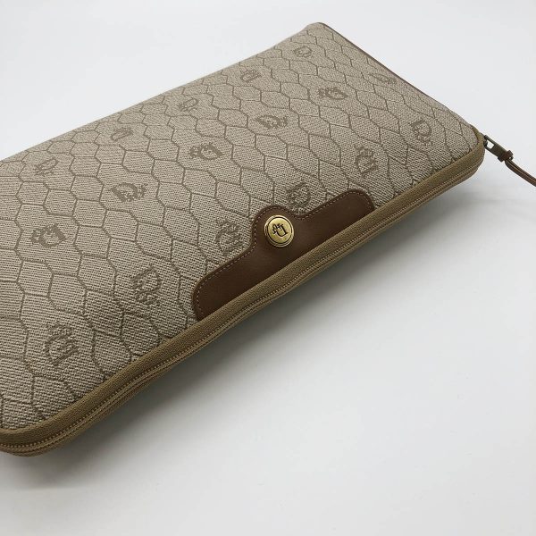 itx1oj8y8mi0 6 Christian Dior Honeycomb Clutch Pouch PVC Beige Brown