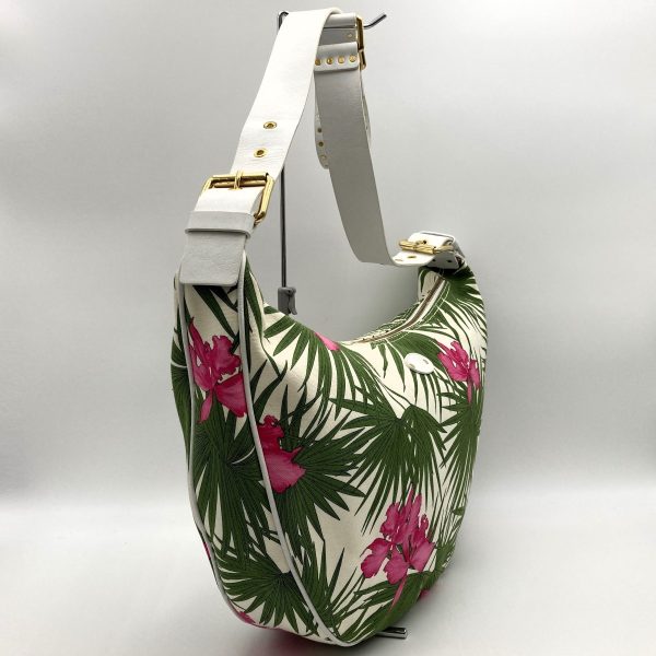 itx5bz7gu72e 3 Celine Shoulder Bag Hobo Crossbody Bag Floral Pattern White Canvas Leather