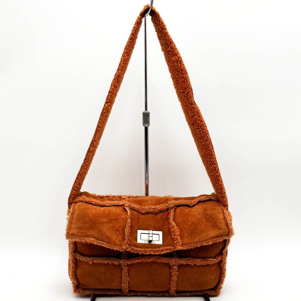 itxbeh5zswum 1 Chanel Chocolate Bar Shearling One Shoulder Mini Bag Orange