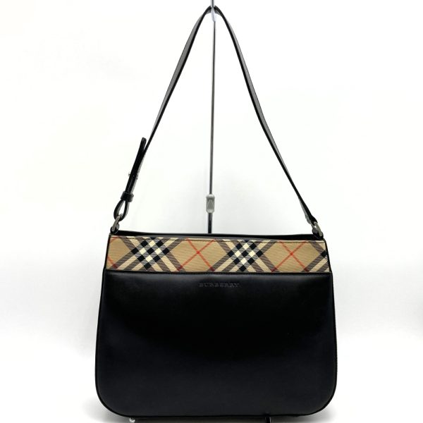 itxzgkqxujkg 1 Burberry Shoulder One Shoulder Bag Nova Check Canvas Leather Black