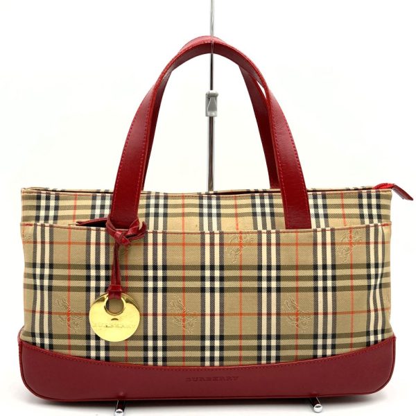 ity2ikhskcei 1 Burberry Handbag with Charm Nova Check Shadow Horse Red Canvas