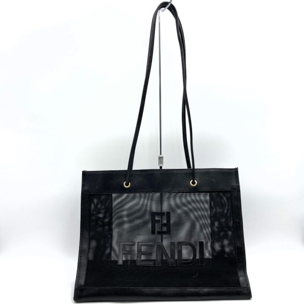 itz8ls4fzbsa 1 Fendi Mesh Nylon Shoulder Bag Black