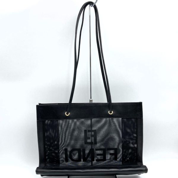 itz8ls4fzbsa 2 Fendi Mesh Nylon Shoulder Bag Black