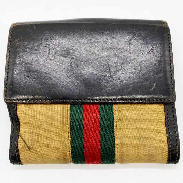 itzcuuhlzd5s 1 Gucci Bifold Wallet Sherry Line Black Brown