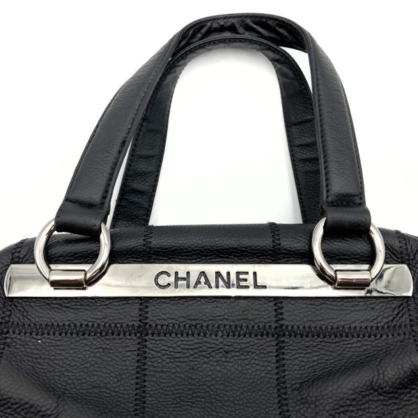 itzpynnkhyz4 5 Chanel Chocolate Bar Caviar Skin Mini Boston Handbag Black Silver Hardware