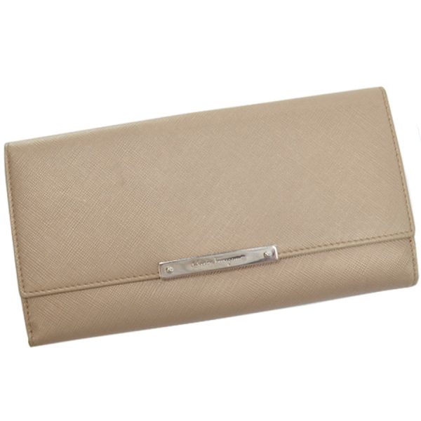 k10252 Salvatore Ferragamo Long Wallet Leather Gold Silver