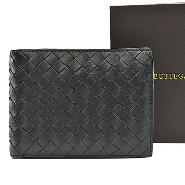 k10254 Bottega Veneta Wallet Intrecciato Leather Black