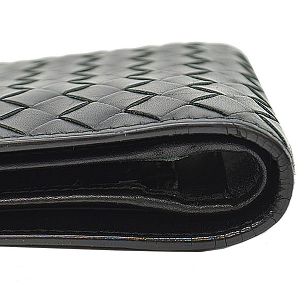 k10254 2 Bottega Veneta Wallet Intrecciato Leather Black