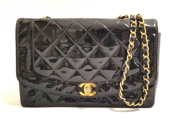 k1043000744 Chanel Diana Flap Shoulder Bag Leather Black