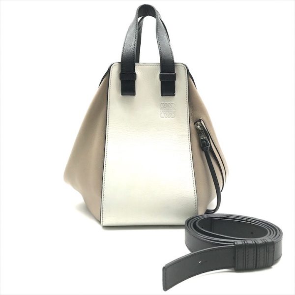 k1472 1 Loewe Hammock 2way Hand Shoulder Bag Black White