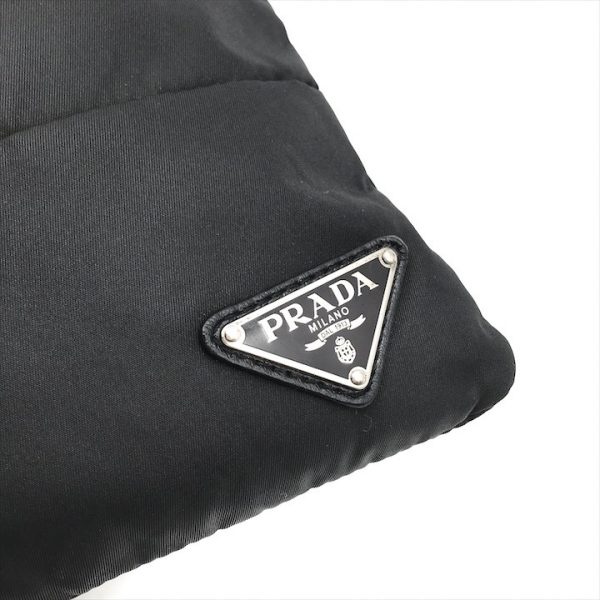 k2039 7 Prada Triangle Logo Plate Shoulder Pochette Black