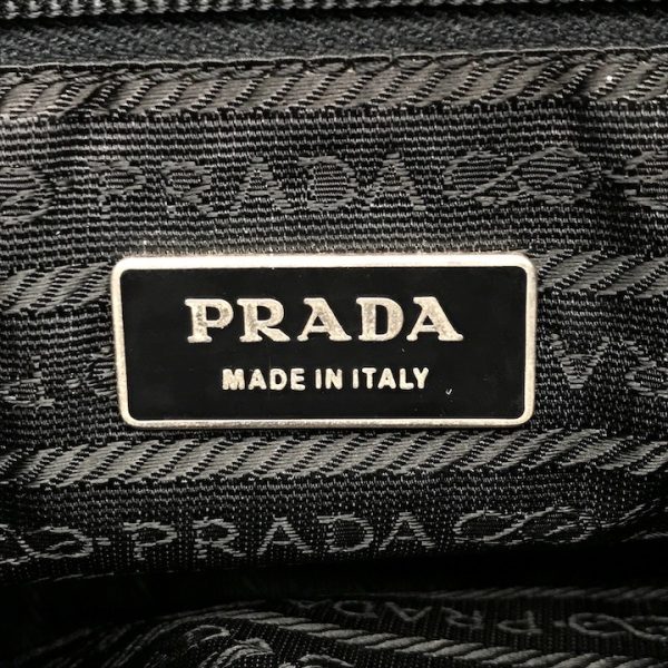 k2448 9 Prada Tessuto Nylon Logo Plate Shoulder Bag Black