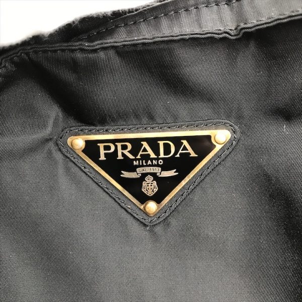 k2618 10 Prada Tessuto Nylon Big Logo Plate Tote Bag Black