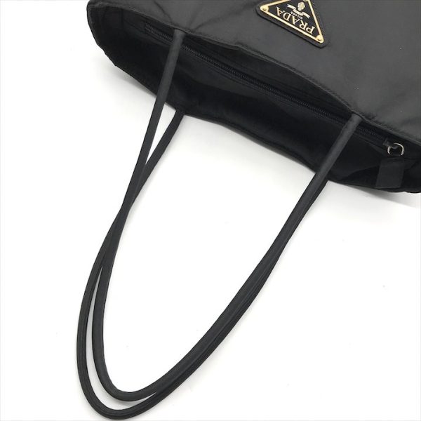 k2618 6 Prada Tessuto Nylon Big Logo Plate Tote Bag Black