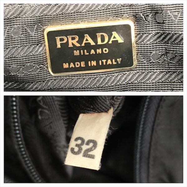 k2618 9 Prada Tessuto Nylon Big Logo Plate Tote Bag Black