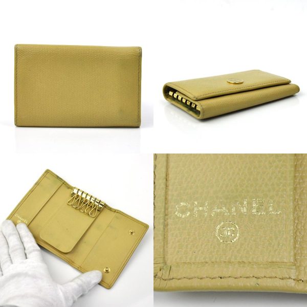 k6605 1 Chanel Coco Button Key Case Beige