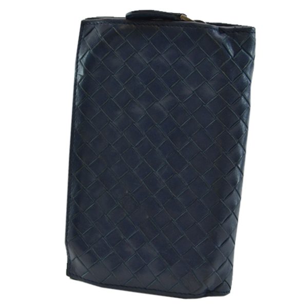 k7098 2 Bottega Veneta Bifold Wallet Intrecciato Leather Navy