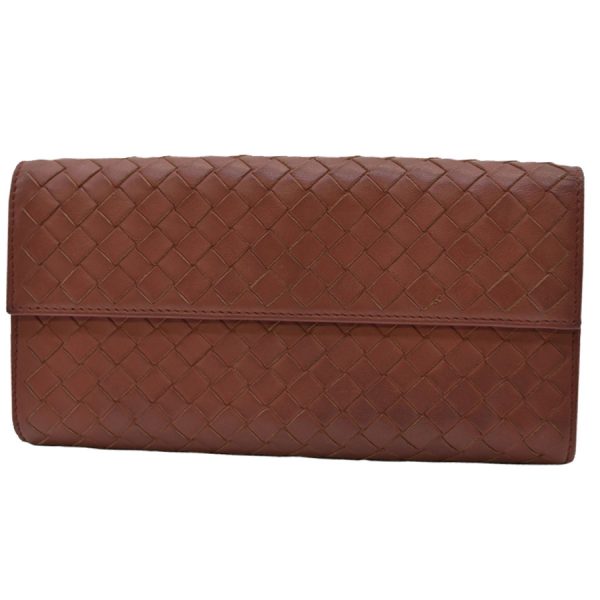 k8107 Bottega Veneta Long Wallet Intrecciato Leather Brown