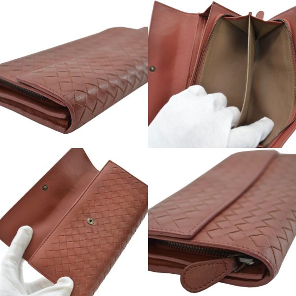 k8107 1 Bottega Veneta Long Wallet Intrecciato Leather Brown