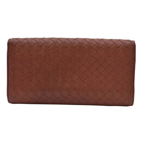 k8107 2 Bottega Veneta Long Wallet Intrecciato Leather Brown