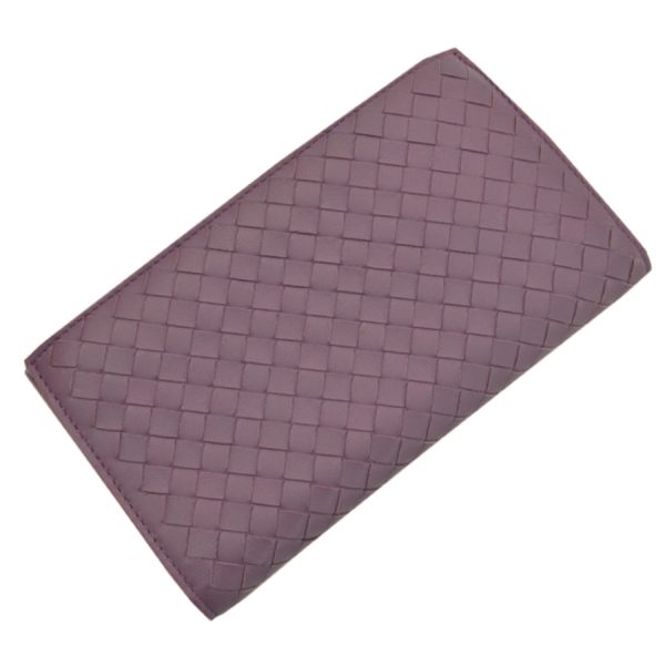 k9349 Bottega Veneta Long Wallet Intrecciato Leather Purple