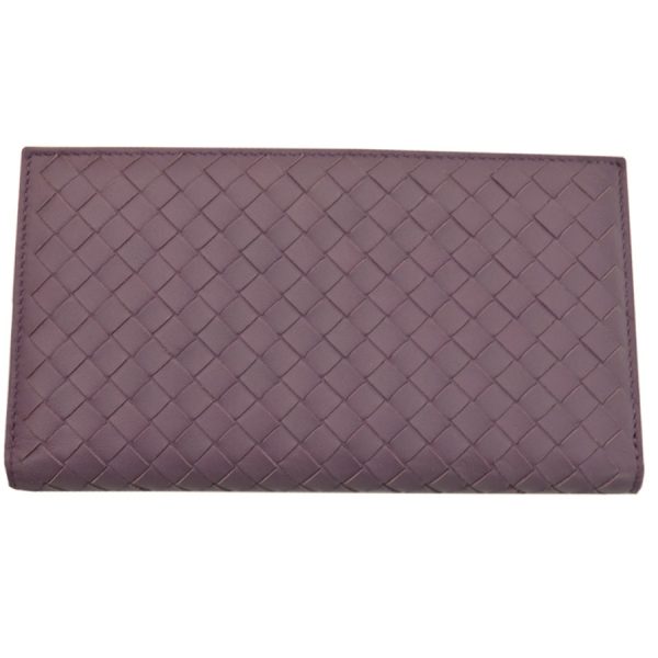 k9349 2 Bottega Veneta Long Wallet Intrecciato Leather Purple