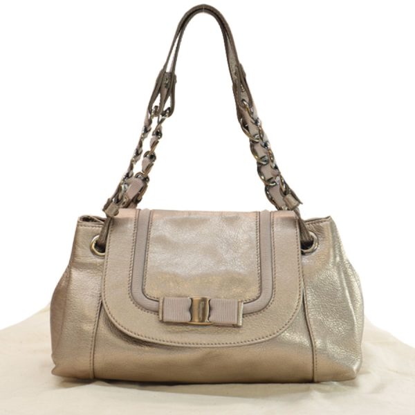 k9397 Salvatore Ferragamo Bag Vara Pink Gold Leather