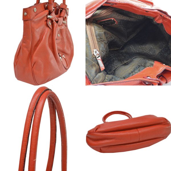 k9856a 1 Salvatore Ferragamo Bag Gancini Orange Red Leather