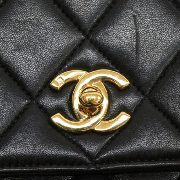 km22 0376 12 Chanel Matelasse Lambskin Leather Handbag Black