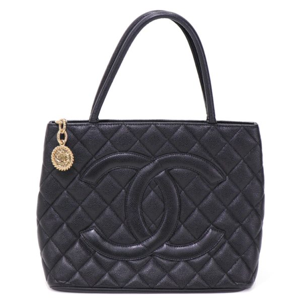 km23 0358 02 Chanel Reprint Caviar Skin Leather Shoulder Tote Bag Black