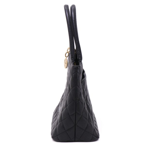 km23 0358 03 Chanel Reprint Caviar Skin Leather Shoulder Tote Bag Black