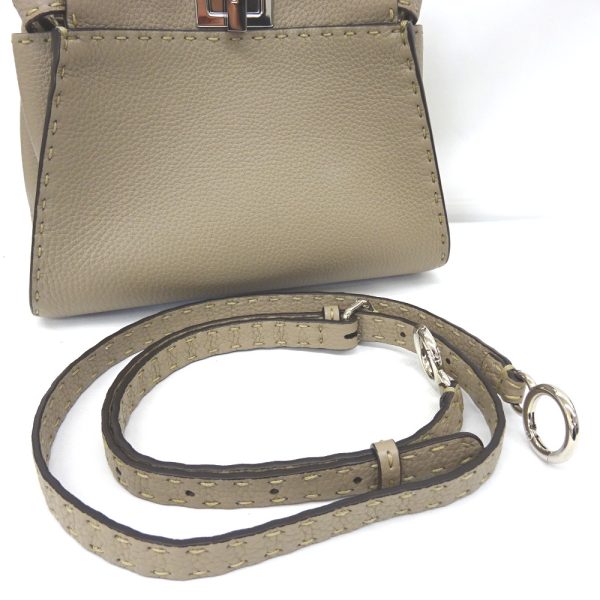 kr210321 14 Fendi Handbag 2way Shoulder Python Mini Beige