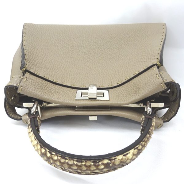 kr210321 15 Fendi Handbag 2way Shoulder Python Mini Beige