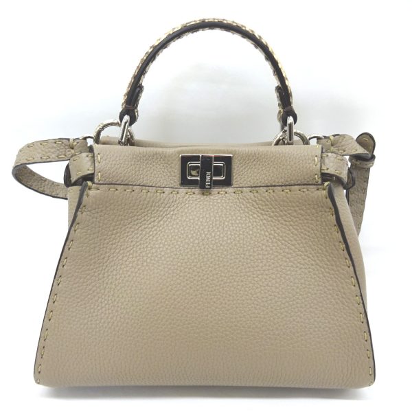 kr210321 2 Fendi Handbag 2way Shoulder Python Mini Beige