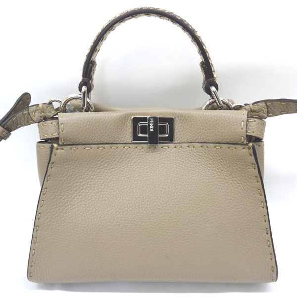 kr210321 4 Fendi Handbag 2way Shoulder Python Mini Beige