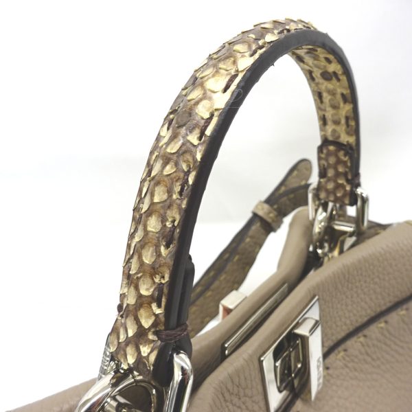 kr210321 8 Fendi Handbag 2way Shoulder Python Mini Beige