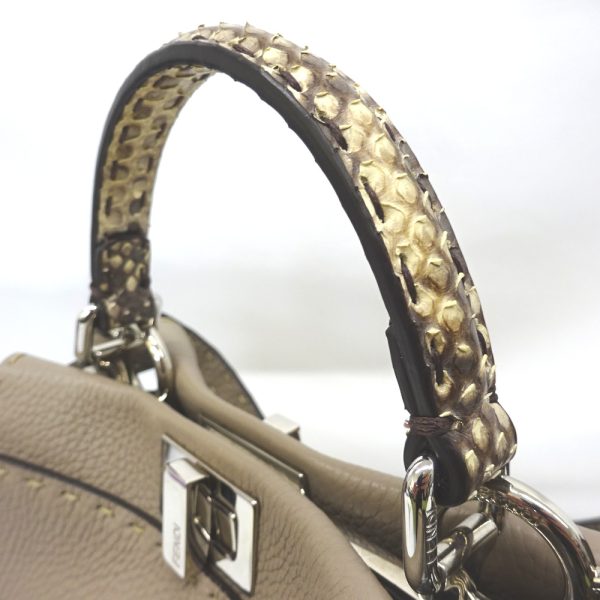 kr210321 9 Fendi Handbag 2way Shoulder Python Mini Beige