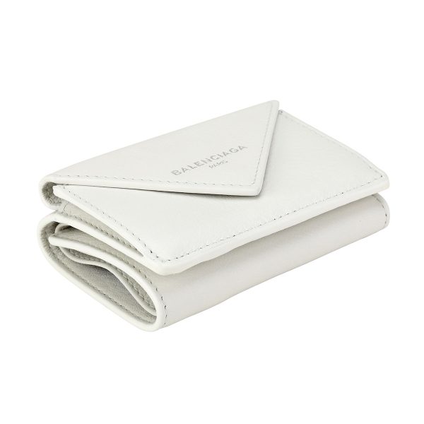 l03391446dlq0n9002 3 Balenciaga Papier Trifold Wallet Leather White